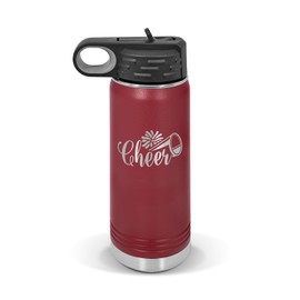 RDW Cheerleading Water Bottle 20 oz - Laser Engraved w/Flip Top Removable Straw - Polar Camel - Stainless - Vacuum Insulated - Drinkware - Cheer School Spirit - Maroon