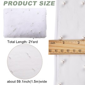GORGECRAFT 1.6X2 Yards White Mesh Table Cloth Lace Fabrics Pearl Table Cloth Runner Blushing Bridal Wedding Arch Decorations Covers for Wedding Birthday Party Arch Decorations Event Dining Table Decor