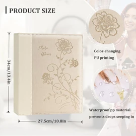 Artmag 4x6 400 Photo Album Leather Cover Picture Photo Album Holds 400 Vertical 4x6 Pictures for Wedding Baby Vacation Beige