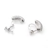 Barzaz Women's Earrings, Silver, Pave Simple, Screw Spring Type, Brass,