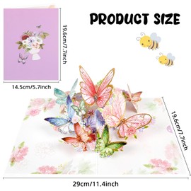 DERAYEE Pop Up Card, 3D Butterfly Flowers Greeting Cards with Envelope for Women, Mother’s Day Card, Birthday Card, Valentines Day Card for Wife, Sister, Grandma, Daughter, Girlfriends (Pink)
