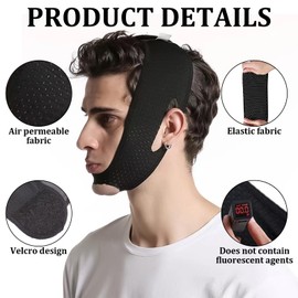 Jaw Strap for Sleeping,2pcs Chin Strap for Sleeping,Chin Strapanti Snoring Chin Strap Jaw Strap Adjustable Breathable Air Flow Jaw Straps for Men and Women Face Lift with Eye Mask 2