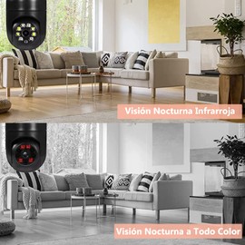 Vipula Cámara de WiFi inalámbrica, cámara de Seguridad IP panorámica de 360°, cámara de Seguridad Interior Inteligente HD 1080P para el hogar, visión Nocturna en Color, con Audio bidireccional(Negro)