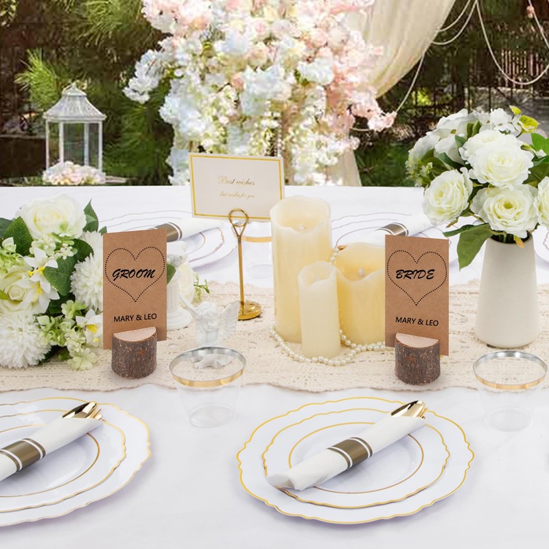 GeeRic Wood Place Card Holders, 20Pcs Table Number Holder with