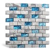 Blujellyfish Neptune Marble Mosaic Tile Teal Blue Natural Grey 1''