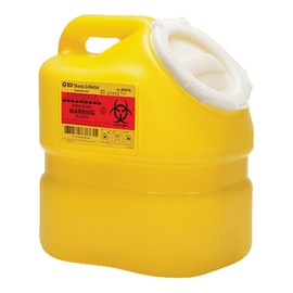 BD 305493 Chemotherapy One-Piece Sharps Collector with Plug Cap, 10-1/2" Width x 18" Height x 7-1/2" Depth, 5 Gallon Capacity, Yellow (Case of 8)