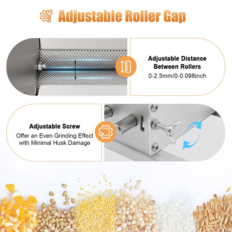 4 L Handcrank Mill Grinder 2 Roller Carbon Steel Grain