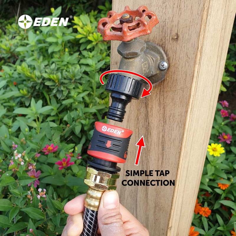 Eden 95210 Premium Garden Hose Fitting Quick Connect with Water