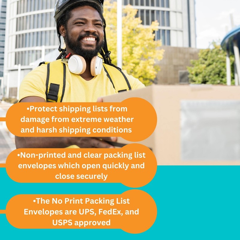 Clear Packing List Envelopes 9.5" x 12" Plain Face Back