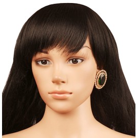 NEW! Touchstone Indian Bollywood Illustrious Handcrafted Rhinestone Oval Faceted Large Faux Emerald Style Definition Designer Jewelry Earrings In Gold Tone For Women.