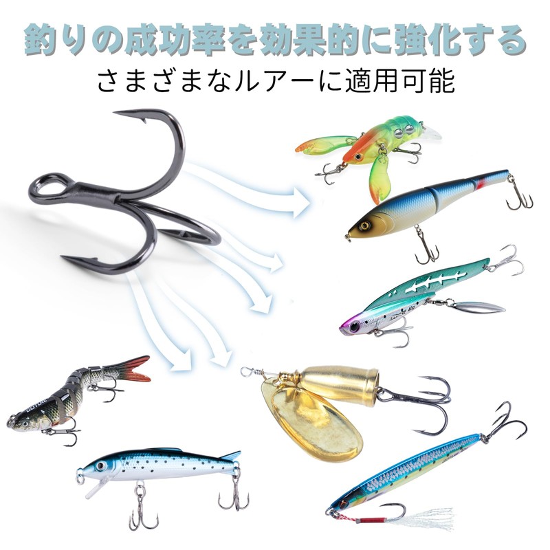Goture Triple Hook Treble Hook with Hook Sharpener, Black Nickel