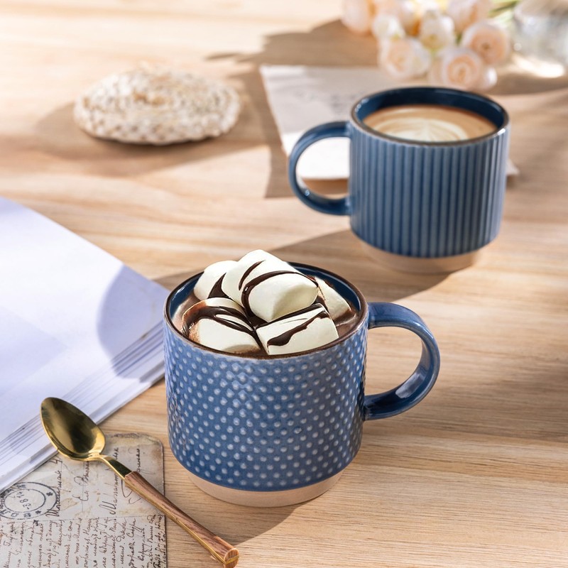 GBHOME 12OZ Stackable Coffee Mugs with Stand, Ceramic Coffee Mugs