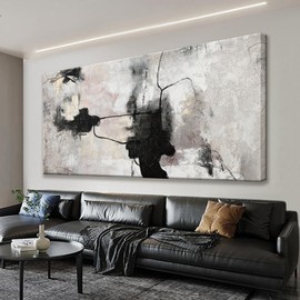 QSQ Black And Off-White Abstract Wall Art Minimalist Canvas Art Wall Decor Paintings Artwork For Walls Modern Abstract Art Prints Picture For Bedroom Hallway Office Home Wall Decor 20x40 In