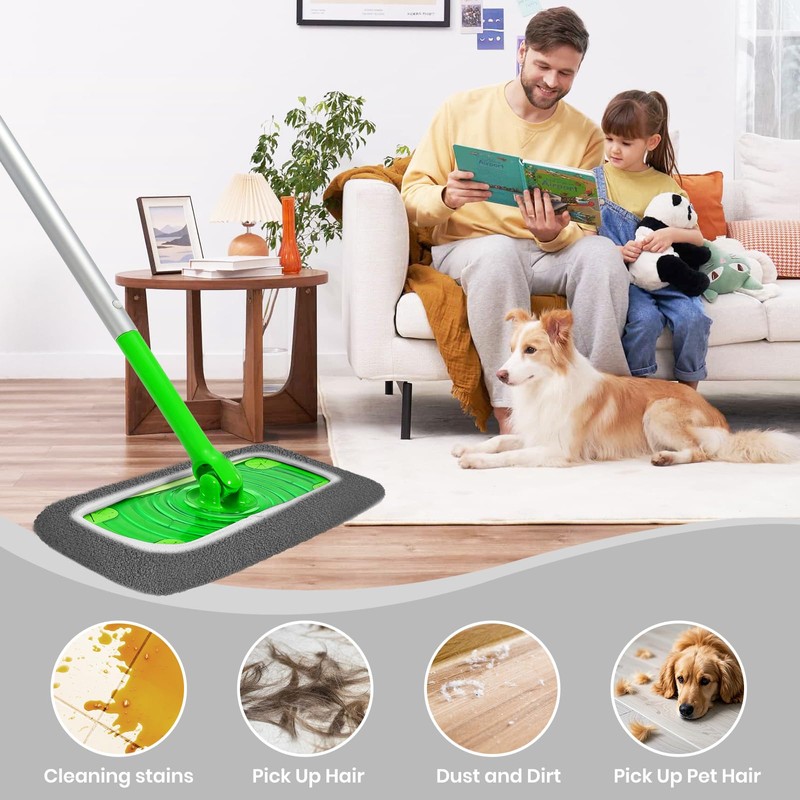 6 Pack Reusable Microfiber Mop Pads - Compatible with Swiffer