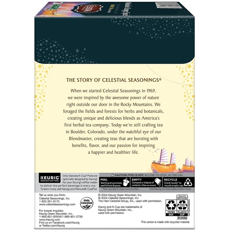 Celestial Seasonings Mandarin Orange Spice Herbal Tea, Keurig® K-Cup® Pods,