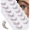 7 Pairs Brown Lash Strips, Natural Cat Eye False Lashes