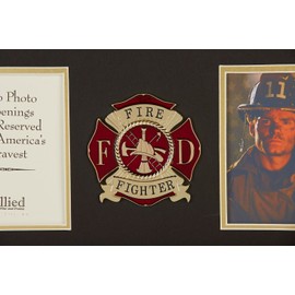 Allied Frame US Firefighter Medallion Double Picture Frame - Two 4 x 6 Photo Openings