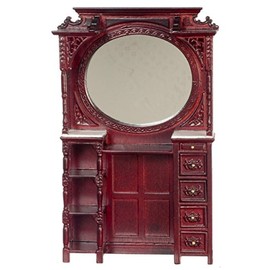 Platinum Collection Dollhouse Miniature Victorian barber cabinet Mahogany #P3412