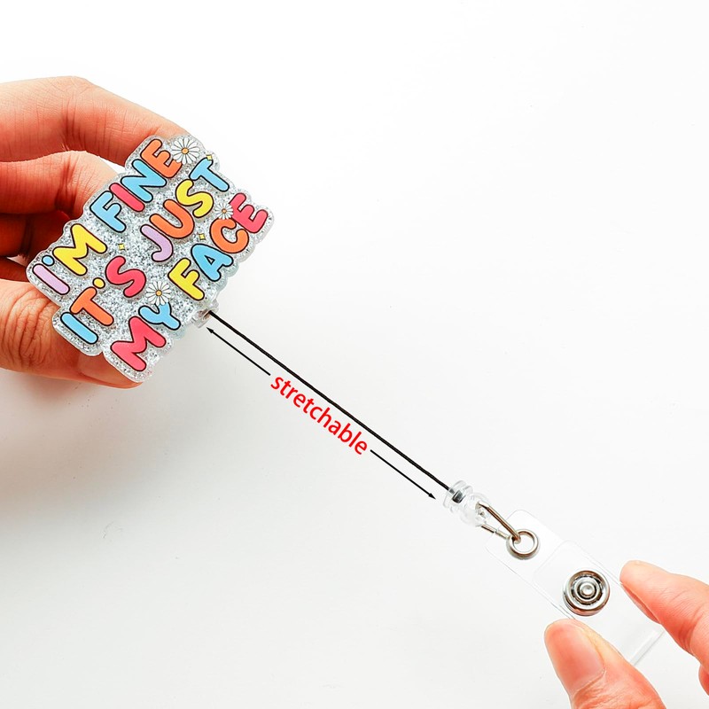 Funny Glitter Nurse Badge Reel I'm Fine It's Just My