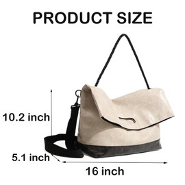 Farcauo Crossbody Bags for Women PU Leather Purse for Womens Vintage Women's Tote Bag Large Shoulder Bag Stylish Work Handbag with 2 Shoulder Strap