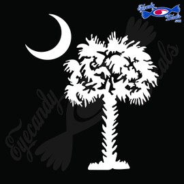 Eyecandy Decals South Carolina Palmetto Moon (Detailed Style) 5" Decal Sticker White