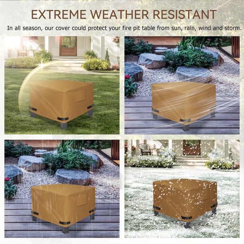 NEXCOVER Square Fire Pit Cover - Waterproof 600D Heavy Duty