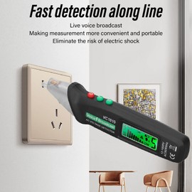 VC1019 Voltage Test Pen, Non-Contact Voltage Tester with LCD Display, Buzzer Alarm for Wire Break Point Finder, Live Zero Wire Assessment