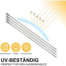 OFFO Metal Cable Ties, Pack of 30, Metal Cable Ties, 600 x 4.6 mm, Silver UV-Resistant Cable Ties for Exhaust Rewind and Cable Bundling, Durable Cable Ties for Cable Management