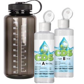 125 ml Chlorine Dioxide Kit with Water Bottle and Accu-Drop lids | w/HCL 4% and Sodium Chlorite - Ideal for Hiking, Travel, Camping Essentials, Survival Kits by CDS