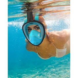QingSong Full Face Snorkel Mask for Adults, Snorkeling Gear with Camera Mount, 180 Degree Panoramic View Snorkel Set Anti-Fog Anti-Leak