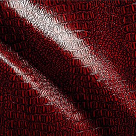 Alligator Fabric, Soft Textured Crocodile Vinyl Faux Leather, Gator Skin Embossed Upholstery DIY Craft and Clips Pleather Sheets – Individual 1 Yard Cut 36”x54” (Red/Black Print)