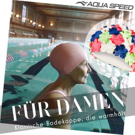 Aqua Speed Swimming Cap Flowers Swimming Cap Women's Retro Swimming Cap Elegant Swimming Cap for Long Hair Latex Bathing Cap Women White Green Pink Navy Bloom