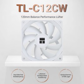 Thermalright TL-C12CW CPU Fan 120 mm Case Cooler Fan, 4-Pin PWM Quiet Computer Fan with S-FDB Bearing Included, Up to 1550RPM Cooling Fan (White)