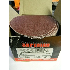 Superior Abrasives 4" Diam, 80 Grit AO Adhesive PSA Disc QTY 50 11436
