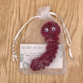 Worry Worm That Cares For You, Or As A Gift For Someone Special! (Raspberry)
