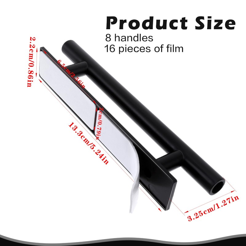 Piriuuo 8 Pack Adhesive Cabinet Handles Pulls, Self Stick Door