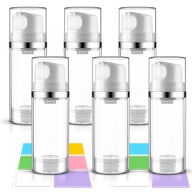 Cosywell - Botellas de bomba sin aire de 3.4 onzas/100 ml, paquete de 6 frascos hidratantes vacíos, envase cosmético, botellas de viaje para champú loción crema (transparente)