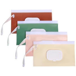 Opgroeie Wipes Dispenser, Portable Baby Wipe Case, Reusable Travel Wipe Holder, Refillable Baby Wipes Container, Keeps Wipes Fresh, On The Go Wipe Pouch for Indoor & Outdoor Using, 4 Pack