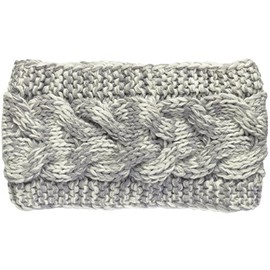 KMystic Plain Braided Winter Knit Headband (Grey/White)