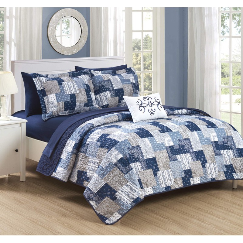 Chic Home BQS11374-AN Eliana 4 Piece Reversible Coverlet Set Embossed