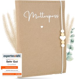 MAHEWA® Premium Maternity Log Cover Made of Felt Fabric | Maternity Log Organiser Maternity Log Bag Protective Cover | Envelope Case Folder Maternity Pass | Cover Maternity Log "Mutterpass" Beige