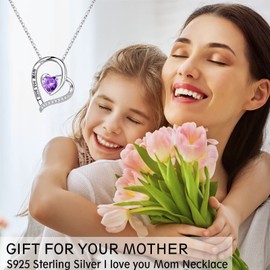 New Mom Gifts for Women Birthstone Necklace, Sterling Sliver September Birthstone Sapphire Jewelry Mom Necklace Mothers Day Birthday Christmas Gifts for Mom Bonus New Step First Mom from Daughter