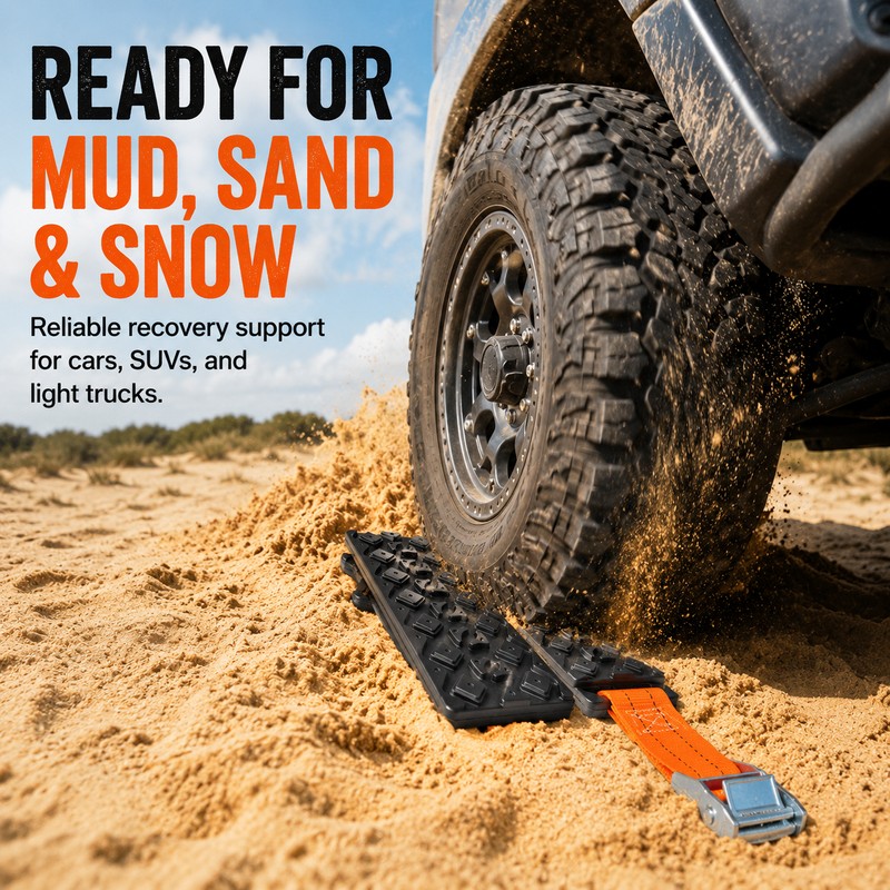 Car Recovery Traction Mat for Mud, Sand & Snow –