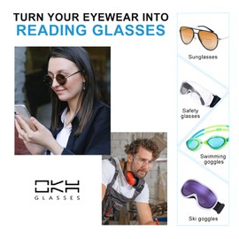 OKH 3-pack Stick-on Reading Glasses Lens +1.75 Adhesive Magnification Bifocal Lenses for Sunglasses Safety Goggles, No Water Needed