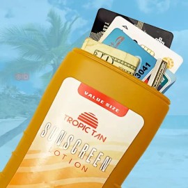 Tropical Tan Sunscreen Cruise Flask Sunblock Disguised Container For Liquor Money Valuables