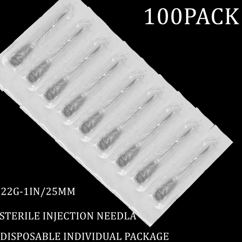 100Pack 22Ga 1Inch/25mm Disposable Dispensing Lab Supplies Individually Sealed Packaging