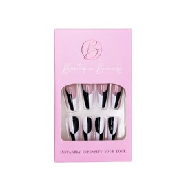 Boutique Beauty Premium Press On Nails (Chess) – Unique, Durable, and Trendy Designs with Adhesive Tabs - Long Coffin Shape