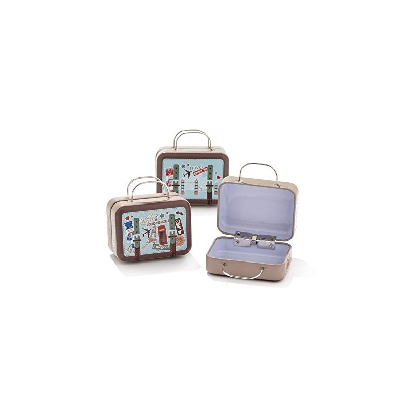 12 x Iron Bomboniers Small Suitcase World Travel Candy Container
