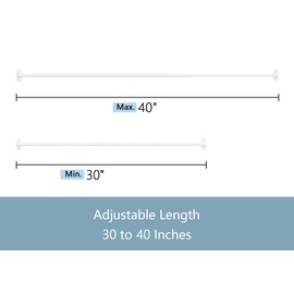 TYRON 2 Pack Screwed Sash Curtain Rod Adjustable 30-40 Inch, 3/8 In. Diameter, French Door Curtain Rods (White)