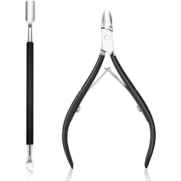 Paifeancodill 2 Pcs Cuticle Nippers & Pusher, Classic Stainless Steel